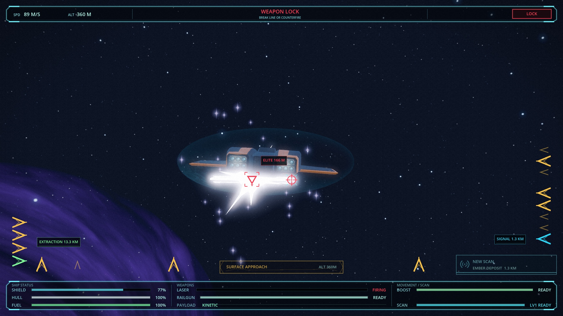 Bolts now hit the nearest actual ship or crystal surface: image 2 of 2